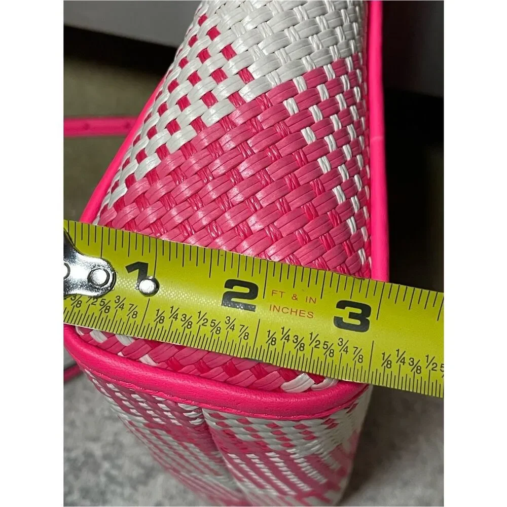 Kate Spade NY Alexia Pink & White Gingham Woven Convertible Crossbody Clutch Bag